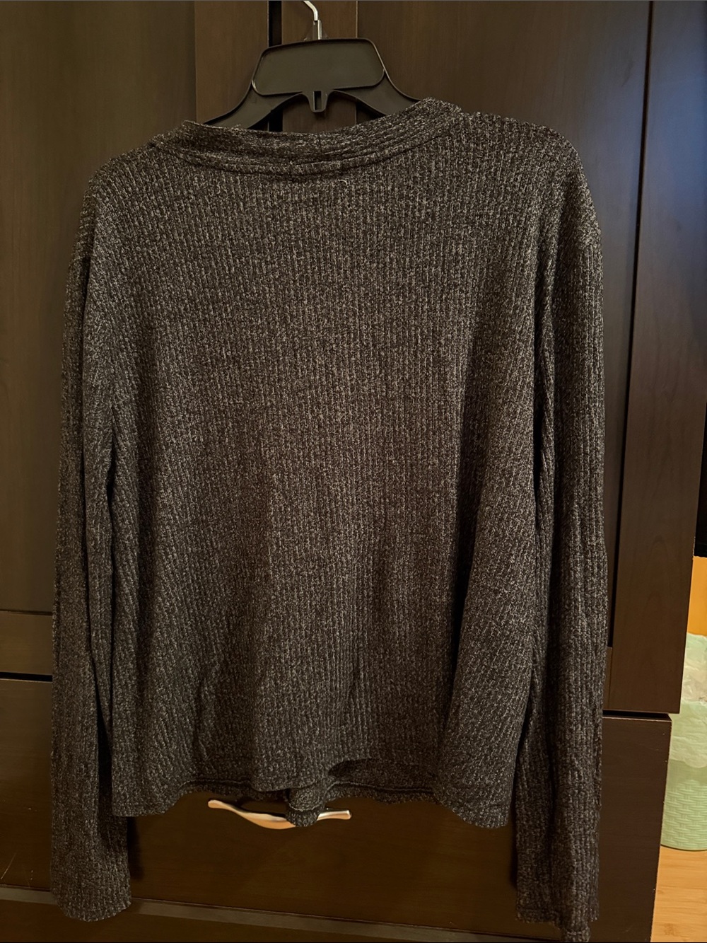 SOCIALITE Charcoal Ribbed Button-Front Cardigan - Picture 2 of 3